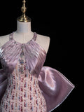 Stunning Mermaid Scoop Pink Sequined Prom Dresses Inspiration Evening Dress Princess Graduation Gown HZ0311