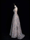 Sparkly A line Halter Sequins Long Formal Evening Dress Gowns Long Prom Dresses HZ0311