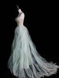 Sparkly A line Sweetheart Mint Green Sequins Long Prom Dress Fashion Aesthetic High School Formal Dresses Party Outfits Prom Gown HZ0311