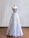Timeless Ball Gown Sweetheart Silver Sequin With Beaded Feathers Long Prom Dresses Inspiration Party Dress Prom Gowns HZ0311