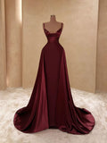 Classy Prom Dresses Inspiration Mermaid Spaghetti Straps Burgundy Pleated Long Semi Formal Dance Grad Prom Dresses For Teens HZ0311