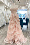 Pretty Off The Shoulder Pink Lace Slit Long Formal Prom Dresses Evening Dress Formal Party Gowns HZ0311