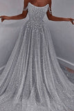 Sky Blue Off-the-Shoulder Prom Dress Long with Sequins HZ0311