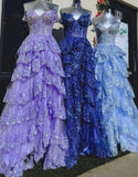 Sparkly Ball Gown Off The Shoulder Lace Slit For High School Teens Girls Prom Dresses Sequin Long Formal Evening Party Gowns HZ0311