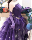 Luxurious Ball Gown Strapless Grape With Lace 2026 Prom Dress 16 Birthday Party Dress For Women Formal Gown HZ0311
