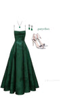 Elegant Prom Dress A-Line Spaghetti Strap Dark Green Satin Sleeveless Evening Dress Backless Formal Party Gowns HZ0311