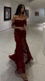 Burgundy Chiffon Evening Prom Dresses, Party Dance Dress HZ0311