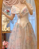 Colorful Prom Dress V-neck Pleated Evening Dress Long Cocktail Outfits Gala Gown HZ0427