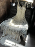 Shiny Prom Dress Spaghetti Straps Tulle Sequins Evening Dress Long Cocktail Outfits Gala Gown HZ0427