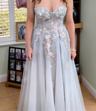 Charming Prom Dress Sweetheart Applique Long Evening Dress Party Outfits Gala Gown HZ0427