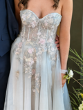 Charming Prom Dress Sweetheart Applique Long Evening Dress Party Outfits Gala Gown HZ0427