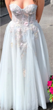 Charming Prom Dress Sweetheart Applique Long Evening Dress Party Outfits Gala Gown HZ0427