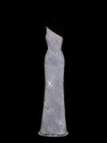 Sparkly Sequin Sheath One Shoulder White Sequined Long Prom Dresses Inspiration Evening Gowns Formal Party Prom Dress HZ0311