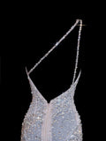 Sparkly Sequin Sheath One Shoulder White Sequined Long Prom Dresses Inspiration Evening Gowns Formal Party Prom Dress HZ0311