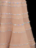 Sparkling Ball Gown Strapless Champagne With Silver Beaded Inspo Formal Party Gowns Long Prom Dresses HZ0311