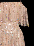 Sparkly Sequin A line Spaghetti Strap Sequined Champagne Long Prom Dresses Inspiration Evening Gowns Formal Party Prom Dress HZ0311