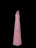 Chic A line V Neck Chiffon Pink Pleated Ruffle Long Prom Dresses Inspiration Evening Gowns Formal Party Prom Dress HZ0311
