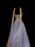 Sparkling Ball Gown Strapless Lilac Scarf With Gold Beaded Inspo Formal Party Gowns Long Prom Dresses HZ0311