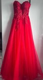 Beauty Prom Dress Red Sweetheart Pleated Tulle Long Gala Gown Evening Dress Party Outfits HZ0427