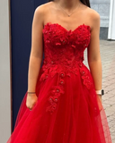 Beauty Prom Dress Red Sweetheart Pleated Tulle Long Gala Gown Evening Dress Party Outfits HZ0427