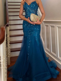 Pretty Prom Dress Spaghetti Straps Pleated Tulle Long Gala Gown Evening Dress Party Outfits HZ0427
