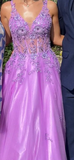 Morden Prom Dress A Line Purple Spaghetti Straps Pleated Tulle Long Gala Gown Evening Dress Party Outfits HZ0427
