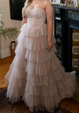 Delicate Prom Dress Sweetheart Pleated Tulle Long Gala Gown Evening Dress Party Outfits HZ0427