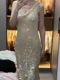 90s Retro Prom Dress Straps Beading Sequins Gala Gown Evening Dress Party Outfits HZ0427
