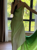 90s Prom Dress Ombre Green Spaghetti Straps Backless Gala Gown Evening Dress Party Outfits HZ0427