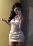 Sexy Homecoming Dress Strapless Pleated Beading Short Prom Dress Back to School Outfits Birthday Party Dress HZ0427