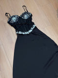Sexy Prom Dress Black Spaghetti Straps Sheath Sequins Gala Gown Evening Dress Party Outfits HZ0427