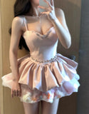 Sweet Homecoming Dress Spaghetti Straps Pleated Floral Short Prom Dress Back to School Outfits Birthday Party Dress HZ0427