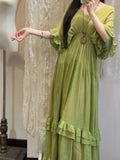 Beauty Prom Dress Green V-neck Pleated Gala Gown Evening Dress Party Outfits HZ0427