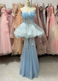 Stunning Prom Dress Strapless Pleated Gala Gown Evening Dress Party Outfits HZ0427