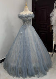 Elegant Ball Gown Off Shoulder Pleated Tulle Quinceanera Dress Evening Dress Gala Prom Gown HZ0427
