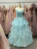 90s Retro Ball Gown Strapless Ruffle Quinceanera Dress Evening Dress Gala Prom Gown HZ0427