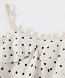 Chic Women Dress Spaghetti Straps Polka Dots Ruffle Birthday Party Outfits Seaside Dress Travel Dress HZ0427