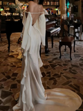 Beauty Prom Dress White Off Shoulder Pleated Blackless Gala Gown Evening Dress Birthday Party Outfits HZ0427