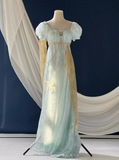 Elegant Imperial Prom Dress Square Neck Print Gala Gown Evening Dress Party Outfits HZ0427