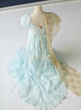 Elegant Imperial Prom Dress Square Neck Print Gala Gown Evening Dress Party Outfits HZ0427