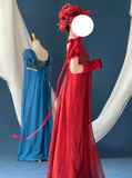 Pretty Imperial Prom Dress Blue Square Neck Pleated Gala Gown Evening Dress Party Outfits HZ0427