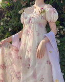 Charming Imperial Prom Dress Crew Neck Pleated Print Gala Gown Evening Dress Party Outfits HZ0427