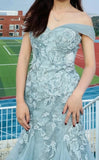 Elegant Prom Dress V-neck Pleated Tulle Mermaid Formal Gown Evening Dress Birthday Party Outfits HZ0427
