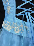 Beauty A Line Prom Dress Light Blue Spaghetti Straps Ruffle Formal Gown Evening Dress 18th Outfits HZ0427