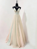 Stunning Prom Dress Spaghetti Straps Pleated Tulle Formal Gown Evening Dress Gala Dress HZ0427