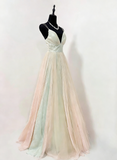 Stunning Prom Dress Spaghetti Straps Pleated Tulle Formal Gown Evening Dress Gala Dress HZ0427