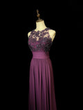 Elegant Prom Dress Crew Neck Pleated Backless Formal Gown Evening Dress Gala Dress HZ0427