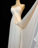 Elegant Prom Dress White Spaghetti Straps Pleated Formal Gown Evening Dress Gala Dress HZ0427