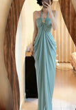 Charming Prom Dress Halter Pleated Formal Gown Evening Dress Gala Dress HZ0427