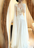 Charming Prom Dress White V-neck Pleated Formal Gala Gown Evening Dress Birthday Party Dress HZ0427